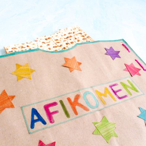 AFIKOMEN BAG MADE WITH GROCERY BAG — Make It Jewish Afikomen Bag, Paper Grocery Bags, Passover Seder, Seder Plate, Hole Punches, Grown Ups, Passover, Hole Punch, Grocery Bag