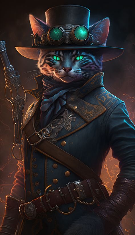 Steampunk cat created with AI by Amanda Church Carpet Ideas 2023, Steampunk Character, Steampunk Illustration, Steampunk Animals, Steampunk Cat, Iphone Wallpaper Aesthetic, Carpet Ideas, Wallpaper Iphone Wallpaper, Creature Artwork