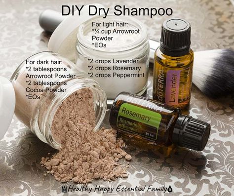 Diy Dry Shampoo Arrowroot Powder, Arrowroot Powder Dry Shampoo, Arrowroot Dry Shampoo Diy, Doterra Hair, Essential Oil Shampoo, Natural Dry Shampoo, Dry Shampoo Powder, Diy Dry Shampoo, Doterra Essential Oils Recipes