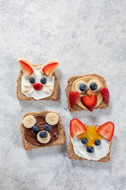 Breakfast Bits, Animal Toast, Food Art For Kids, Kids Cooking, Easy Food Art, Kid Food, Läcker Mat, Kids Food, Fun Kids Food