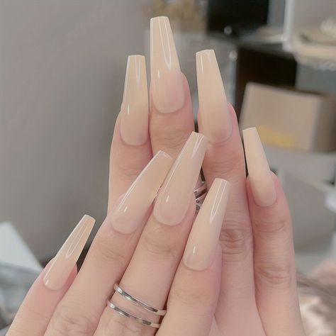 Plain Coffin Acrylic Nails, Bare Nails, Hand Nails, White Acrylic Nails, Cute Acrylic Nail Designs, Color Nails, Long Acrylic Nails Coffin, Nails Blue, Fake Nail