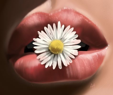 I love to draw lips - idk why See me draw this on my yt💫 #daisy #flower #art #artwork #lips #arttutorials #youtube #mouth #openlips #girlboss #sweet #cute #procreate #ipad #digitalart #tutorial Flower In Mouth Drawing, Flower Lips, Daisy Flower Art, Mouth Painting, Draw Lips, Foto Inspo, Beauty Content, Mouth Drawing, Procreate Ipad