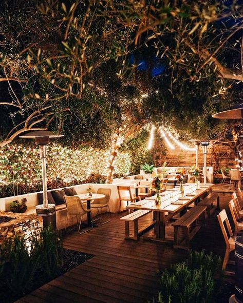 LA’s Top 15 Engagement Party Spots, Courtyards Included | Plant Food + Wine | Photo: Adrian Mueller Beer Garden Design, Outdoor Restaurant Patio, Rooftop Restaurant Design, Resturant Design, Outdoor Restaurant Design, Restaurant Patio, Cafe Shop Design, Coffee Shops Interior, Outdoor Cafe