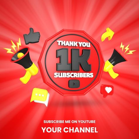 Thank you 1k youtube subscribers celebra... | Premium Psd #Freepik #psd #social-media-text #youtube-like #subscription #youtube-subscribe 1k Subscribers Thank You Banner, 1 K Subscribers Thank You, 1k On Youtube, 1k Subscribers Thank You Youtube, 1k Subscribers Thank You, Amna Youzasaif, Youtube 1k Subscribers, 1k Subscribers Youtube, Youtube Celebration