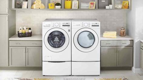 Here are the best and worst front-load washing machines from Consumer Reports' exclusive tests. Samsung Washer And Dryer, Washer And Dryer Pedestal, Washing Machine Stand, Lg Washer And Dryer, Laundry Room Storage Shelves, Washer Dryer Set, Samsung Washer, Small Laundry Room Organization, Lg Washer