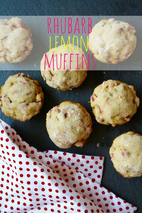 Rhubarb and lemon combine to give these easy muffins a bright and tart flavor, which is balanced by the sugar topping. Lemon Rhubarb Muffins, Cinnamon Quick Bread, Lemon Rhubarb, Strawberry Rhubarb Bars, Spring Fruits, Rhubarb Scones, Lemon Muffin Recipes, Best Rhubarb Recipes, Healthy Scones