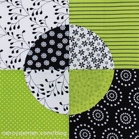 This Quarter Circle Quilt Block is made from four quarter circles, using applique to make quilting with curves as easy as possible. This quilt block pattern is a great home for scrap fabrics, so go ahead and bust out the scrap pile as you learn how to quilt a unique block. Quilt Contemporary, Circle Quilt Patterns, Quilt Crafts, Drunkards Path Quilt, Curved Piecing, Drunkards Path, Block Quilts, Charm Squares, Nancy Zieman