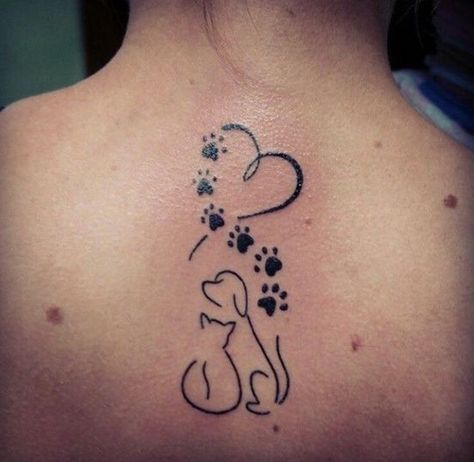 27 Best Cat & Dog Tattoo Designs | Page 3 of 5 | The Paws Dog And Cat Tattoo, Cat And Dog Tattoo, Tatoo Dog, Pet Tattoos, Cute Cat Tattoo, Pawprint Tattoo, Dog Paw Tattoo, Tattoo Dog, Petit Tattoo