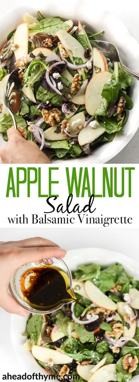 Apples Salad, Salad Thanksgiving, Salad With Balsamic Vinaigrette, Apple Walnut Salad, Homemade Balsamic Vinaigrette, Apple Walnut, Autumn Salad, Walnut Salad, Salad Ideas