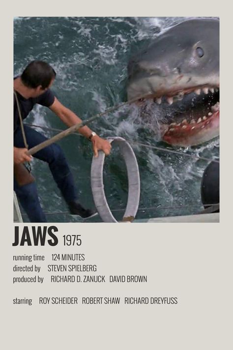 alternative minimalist polaroid poster made by @majaaplb (me) Jaws Movie Poster, Roy Scheider, Minimalist Polaroid Poster, Indie Movie Posters, Robert Shaw, Richard Dreyfuss, Jaws Movie, Kitchen Sofa, Iconic Movie Posters