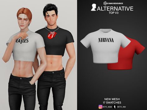 The Sims Resource - Sims 4 - Everyday - Beto_ae0 - male cc sims 4, clothing, the sims 4 Guy Crop Top, Crop Tops Men, Boys Crop Top, Men Crop Top, Crop Top Men, Male Sims, Sims 4 Male Clothes, Sims Stories, Sims 4 Traits