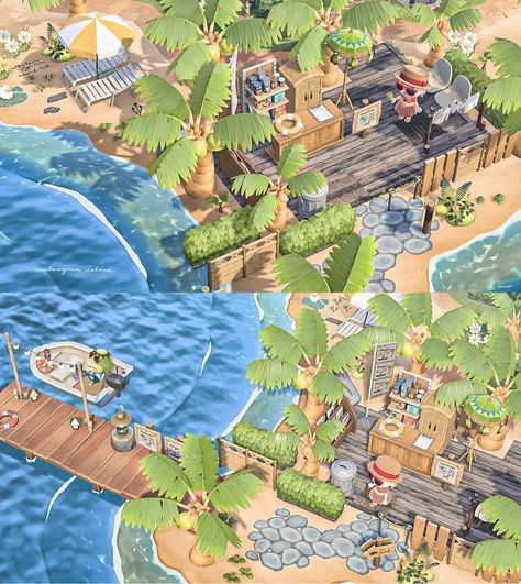 Acnh Beachcore Island, Acnh Dock Ideas Kapp’n, Animal Crossing Dock Path, Acnh Beach Volleyball Court, Acnh Kappen Dock Ideas, Acnh Yoga Area, Animal Crossing Dock Ideas, Animal Crossing Peninsula, Animal Crossing Peninsula Ideas