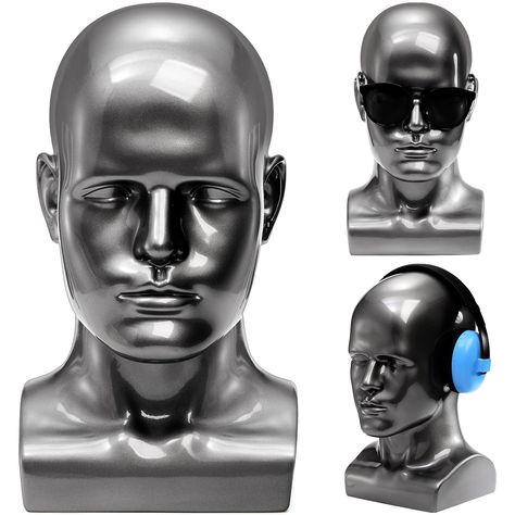 Manikin Head, Male Mannequin, Vr Glasses, Bald Head, Mannequin Head, Bald Heads, Mannequin Heads, Facial Features, Wig Making