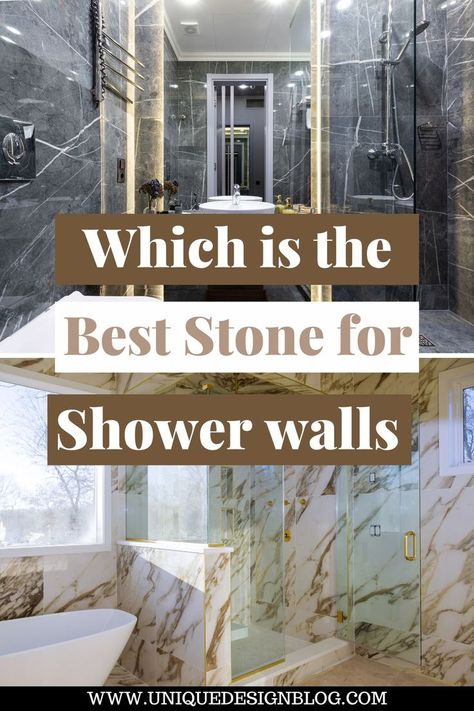 The best stone for shower walls is quartzite. Quartzite is one of the hardest natural stone material and is available in variety of colors. It requires minimal maintenance. If sealed regularly, it lasts really long. learn in details why and all about the pros, cons and maintenance. Stone Shower Ideas, Stone Shower Walls, Granite Shower, Bathroom Remodel Plans, Slate Shower, Quartz Bathroom, Bathroom Paneling, Stone Shower, Bathroom Shower Walls