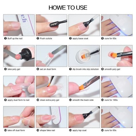 How To Use Nail Forms, Poly Gel Nail Kit, Gel Nail Tutorial, Polygel Nail, Nail Tutorial Videos, Business Nails, Acrylic Nails At Home, Nail Courses, Poly Gel