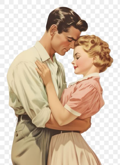 Couple Hug Pose, Hugging Self Pose, Couple Holding Each Other Reference, Couple Vintage, 50's Couple, Couple Embracing, Retro Couple Art, Couple Sitting Together, Hug Pose Reference