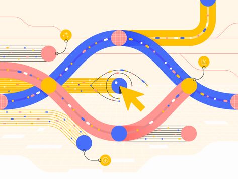 Data Processing Illustration, Infographic Design Animation, Data Illustration Design, Ibm Illustration, Tech Illustration Graphics, Connect Illustration, Connectivity Design, Guide Illustration, Line Abstract Art