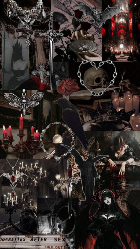 A cool gothic themed wallpaper Themed Collage, Goth Baddie, Goth Core, Future Wallpaper, Romantic Goth, Collage Wallpaper, Gothic Aesthetic, Edgy Wallpaper, Pretty Wallpaper Iphone