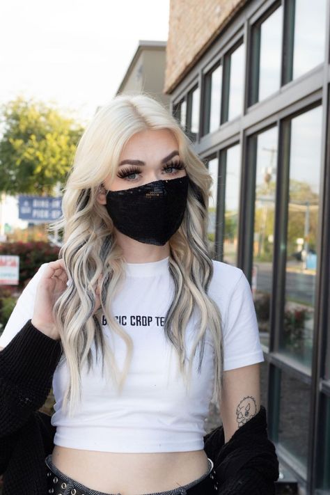 Black Extensions Blonde Hair, Blonde Hair Black Streaks Underneath, Blonde Hair And Black Underneath, Blond Hair Black Underneath, Blonde With Black Extensions, Platinum Blonde Hair With Black Highlights, Blonde W Black Underneath, Blonde Hair Black Extensions, Black Highlights Blonde Hair