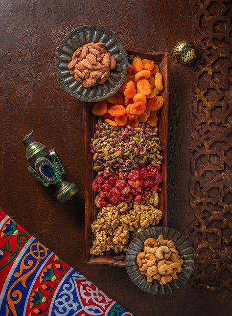 Nuts and dried fruits are bought during Ramadan to make various sweets Indian Food Photography, Ramadan Photos, Arabian Food, Kitchen Aesthetics, Food Art Photography, Food Photoshoot, Fish House, Club Sandwich, Delicious Sandwiches