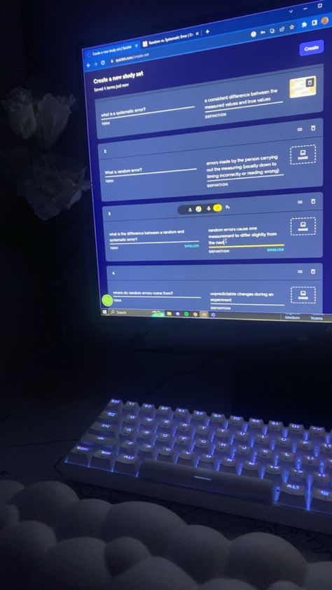 #wrist #keyboard #led #light #revision #school #pc #setup #aesthetic #physics #rose #blue #purple #quizlet Blue Pc Aesthetic, Blue Keyboard Aesthetic, Quizlet Aesthetic, Blue Aesthetic School, Blue Aesthetic Study, Blue Study Aesthetic, Romanising School, Aesthetic Physics, Pc Setup Aesthetic