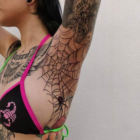 Armpit Tattoo, Wicked Tattoos, Spider Tattoo, Creepy Tattoos, Dope Tattoos For Women, Cute Tattoos For Women, 1 Tattoo, Dope Tattoos, Simplistic Tattoos