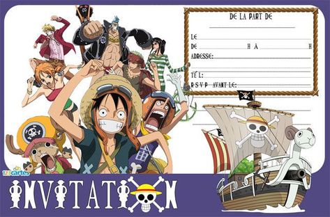 L'équipage chapeau de paille One piece - Invitation à télécharger | 123cartes One Piece Birthdays, Anime Crafts Diy, Debut Invitation, One Piece Logo, Anime Cake, Free Printable Birthday Invitations, Wedding Invitation Samples, Anime Crafts, Pirate Theme