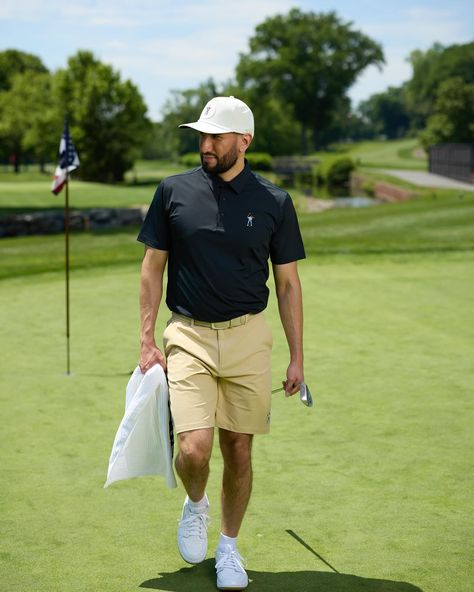 A classic fit with meaning ⛳️ Comfortable and functional, our snap placket polo and pale khaki tech shorts will be available FRIDAY at 1PM EST ⏰ Make sure you download the app to be the first to know about the full drop 📲 Link in bio 🔗 Golf Photoshoot, Eastside Golf, Peak Performance, Meant To Be, The One, Polo Shirt, Make Sure, Golf, On Instagram