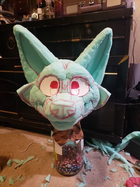 Fursuit Head Base, Fursuit Tutorial, Fursuit Head, Cat Mask, Cosplay Diy, Art Business, Felt Animals, Pokemon, Cool Art