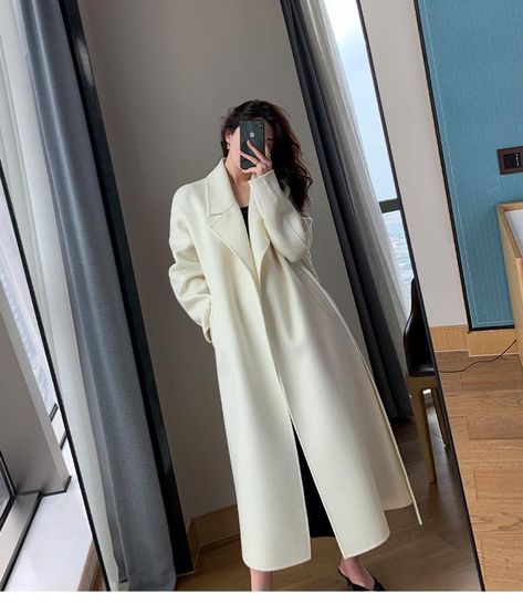 Jackets Oversized, Woolen Coat Woman, Wool Jackets Women, Chic Outerwear, Long Coat Women, Long Wool Coat, Langer Mantel, Women Overcoat, Wool Blend Coat