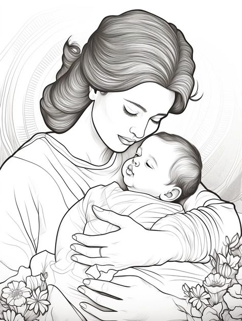 15 Free Coloring Page of Beautiful Mom and Children for Adults and Kids – Bujo Art Shop Mom Drawing, Bujo Art, People Coloring Pages, Romantic Drawing, Kids Coloring Pages, Cute Bunny Cartoon, Black And White Art Drawing, Family Coloring, Mom Art