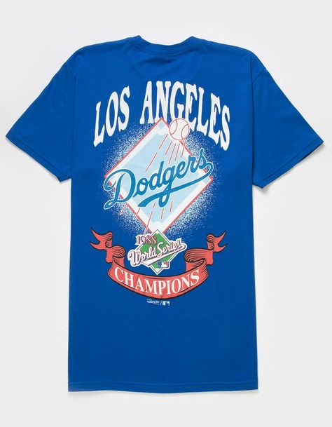 MITCHELL & NESS Los Angeles Dodgers 1988 World Series Mens Tee - WHITE | Tillys Overalls Boys, Dodgers Logo, Chino Pants Women, Wwe T Shirts, Flannel Sweatshirt, Graphic Trends, Boys Graphic Tee, Girls Graphic Tee, Mens Trends