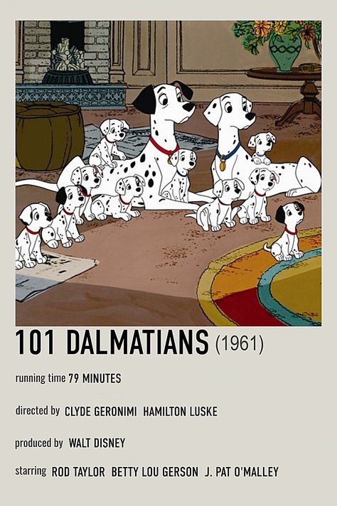 minimalist polaroid movie poster 101 Dalmatians Movie, Polaroid Movie Poster, Old Disney Movies, Disney Movie Posters, Iconic Movie Posters, Movie Card, Girly Movies, Film Posters Minimalist, Disney Posters