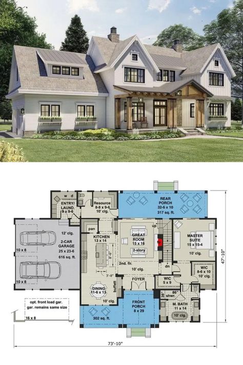 2,900 Sq Ft Two-Story 4-Bedroom New American Farmhouse House Plan with a Loft and Bonus Room 4 Bedroom House Plans With Playroom, 2800 Sq Ft House Plans 4 Bedroom, 4 Bedroom Upstairs Floor Plan, 2 Story Living Room Floor Plan, New American House Plans Two Story, 4 Bed 2 Story House Plans, 2 000 Sq Ft House Plans Open Floor 2 Story, American Farmhouse Floor Plans, 3500 Sq Ft House Plans 2 Story Modern