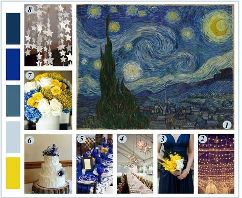 Starry Night Inspired Theme Almond Blossom Painting, Starry Night Wedding Theme, Starry Night Prom, Doctor Who Wedding, Night Mood, Blossom Painting, Starry Night Wedding, Van Gogh Almond Blossom, Monday Inspiration