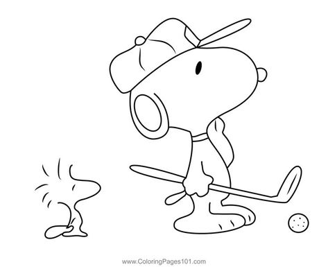 Snoopy Play Golf Coloring Page Snoopy Printable, Golf Coloring Pages, Snoopy Coloring Pages, Cute Snoopy, Snoopy Collection, Fall Coloring Pages, Applique Pattern, Hole In One, Play Golf