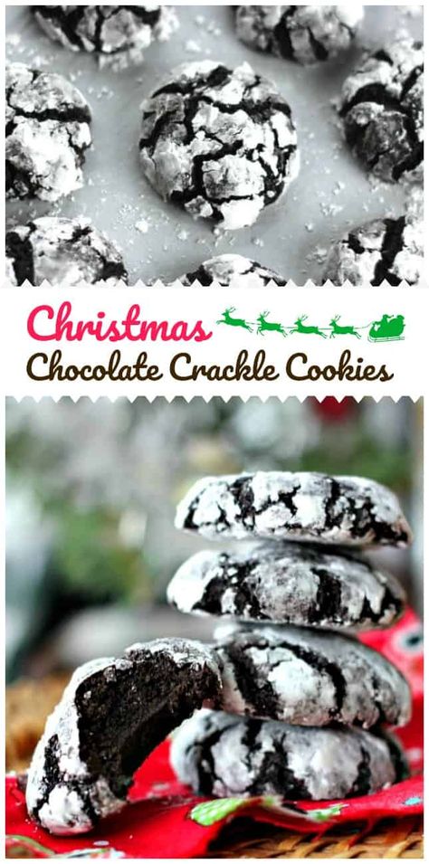 Christmas Chocolate Crackle Cookies – The Baking ChocolaTess Chocolate Crackle Cookies, Crackle Cookies, Chocolate Crackles, Chocolate Crinkle, Chocolate Crinkle Cookies, Crinkle Cookies, Christmas Cooking, Christmas Chocolate, Tea Cakes