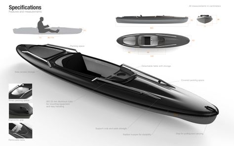 Fiskgjusen - Kayak for the Scandinavian fisherman by Johan Larsson at Coroflot.com Scandinavian Landscape, Wood Kayak, Angler Kayak, Pedal Boat, Recreational Kayak, Kayak Boats, Military Gear Tactical, Kayak Accessories, Me Design