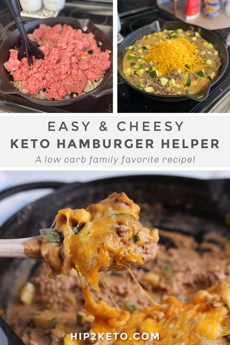 Keto Hamburger Helper, Keto Skillet, Classic Hamburger, Keto Hamburger, Keto Friendly Vegetables, Low Carb Comfort Food, Ketone Recipes, Hamburger Helper Recipes, Low Carb Meats