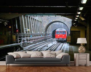 Transport Wallpaper, Train Mural, London Underground Train, Underground Train, Train Wallpaper, Tube Train, London Wallpaper, London Tube, Room London