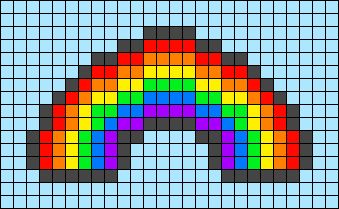 Alpha pattern #44445 | BraceletBook Pixel Art Rainbow, Rainbow Pixel Art, Pixel Rainbow, Kawaii Alpha Pattern, Lgbtq Pixel Art, Alpha Patterns Colorful, Rainbow Cross Stitch, Smile Alpha Pattern, Rainbow Alpha Pattern