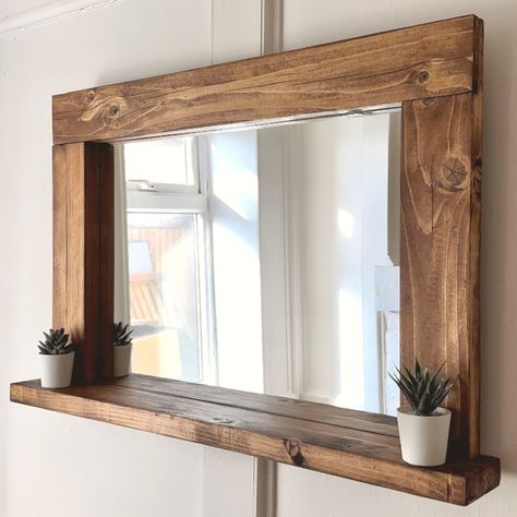 Life is like a mirror, it smiles back at you if you smile at it! 😄 Rustic Oak Mirror, Reclaimed Wood Office Desk, Rustic Bathroom Mirror, Rustic Bathroom Mirrors, Decorative Bathroom Mirrors, Mirror Shelf, Reclaimed Wood Benches, Rustic Mirror, Wooden Mirror Frame