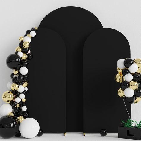 PRICES MAY VARY. 【Arch Covers Package】3 Piece wedding arch cover (Arch stand Not included). Material: Spandex. Color: Black. Size: 7.2 x 4ft (HxW) / 6x2.6ft (HxW) / 6x2.6 (HxW). Decorate your party backdrop with our wedding arch covers to create an epic background for your celebration. 【Quality Material】The wedding arch backdrop stand cover is made of elastic spandex material, smooth touching and not easy to wrinkle. Chiara arch backdrop stand covers with light weight, can be easy to clean and f Birthday Picture Backdrop Ideas, 70th Birthday Backdrop Ideas, 3 Arch Backdrop With Balloons, Mexican Backdrop, Engagement Party Backdrop, Balloon Arch Backdrop, Halloween Party Backdrop, Chiara Arch, 2024 Party