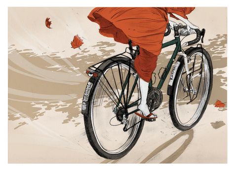 Commissions - Drew Shannon Illustration Denmark Culture, Bicycle Illustration, Lovely Illustrations, Bike Illustration, Riding Bike, Orange Slice, I Want To Ride My Bicycle, Poster Drawing, Bicycle Art