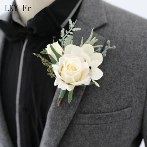 LKY Fr Boutonnieres Flowers Artificial Red Roses Silk Ivory Corsage Buttonhole Groomsmen Boutonniere for Men Wedding Accessories _ - AliExpress Mobile Ivory Corsage, Men Wedding Accessories, Button Holes Wedding, Groomsmen Boutonniere, Wedding Store, Corsage Wedding, Boutonniere Wedding, Wrist Corsage, Artificial Roses