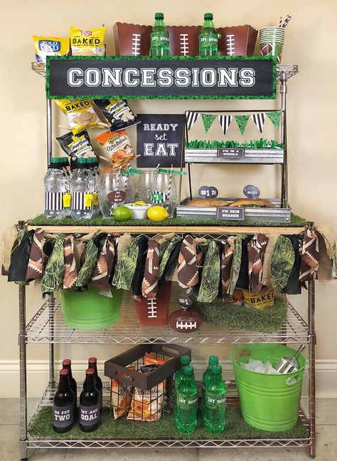 Football Concession Stand, Kick Off Football, Game Time Snacks, Hosting Party, Superbowl Party Decorations, Baby Shower Ideas For Boys, Football Banquet, Football Party Foods, Concession Stands