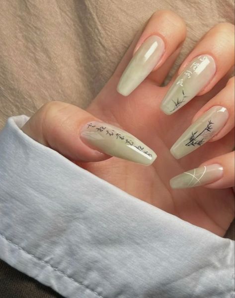 Gel Nails Aesthetic, Long Nails Design, Elegant Touch Nails, Japan Nail, Inspiration Nails, Cow Nails, Asian Nails, Punk Nails, Aesthetic Nails