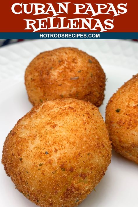 Authentic Cuban Papas Rellenas Papa Rellena Recipe Cuban, Mufungo Recipe, Cuban Potatoes, Cuban Food Authentic, Cuban Recipes Authentic, Picadillo Con Papas Recipe, Cuban Pastries, Caribbean Appetizers, Papas Rellenas Recipe