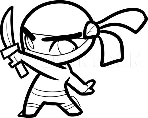 How To Draw A Ninja For Kids, Step by Step, Drawing Guide, by Dawn | dragoart.com Ninja Tattoo, Cool Drawings For Kids, Ninja Kids, Friendship Tattoo, Space Coloring Pages, Tree Drawings Pencil, Easy Drawings For Beginners, Boy Drawing, Art Sketches Pencil