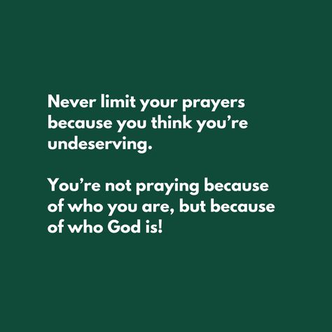 Never limit your prayers because you think you’re undeserving. Faith Based Clothing, Clothing Designs, April 3, Christian Apparel, Christian Quotes Inspirational, God First, Faith Based, Christian Clothing, Clothing Apparel